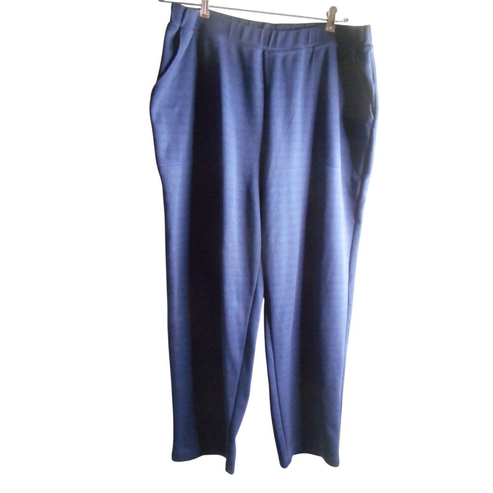 Woman Within Blue Ponte knit pants elastic waist Sz 24 W #2